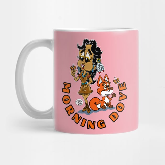 Cute Gold Rush gang series #3 Morning Dove and red fox with butterflies Fritts Cartoons 2023 by Shean Fritts 